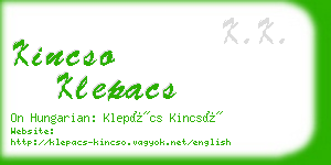 kincso klepacs business card